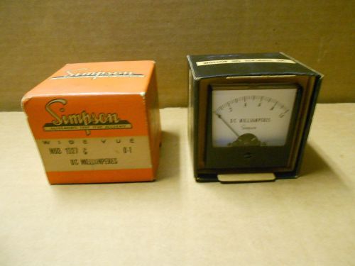 Simpson 1227 0-1 DC Milliamperes 2 1/2 inch meter New Old Stock