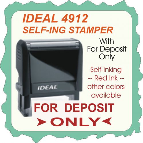 For Deposit Only, Bank Endorsement, Self Inking Rubber Stamp 4912 Red Ink