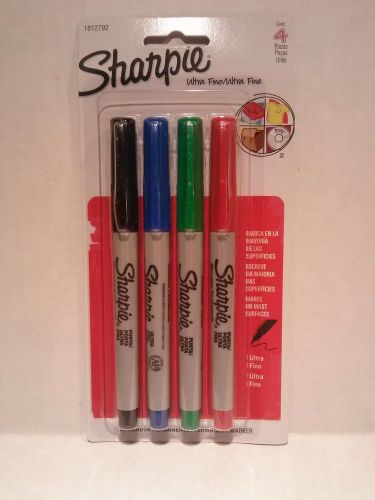 Pack of 4 sharpie ultra fine tip permanent color markers - red blue black green for sale