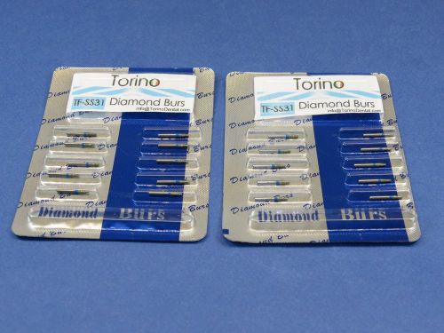 Dental Lab Diamond Burs Conical Trunk TF-SS31 FG Kit /2 Pack 20 Pcs TORINO