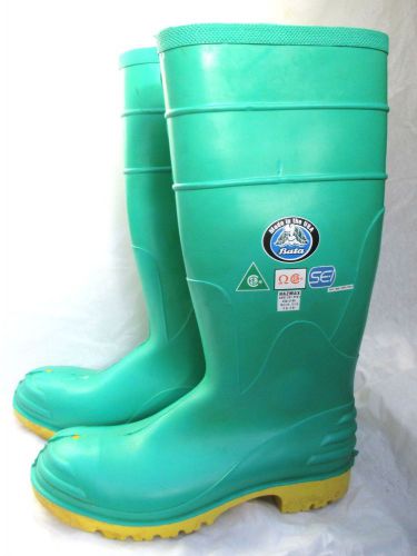 BATA Green &amp; Yellow Hazmax Boots Steel Toe ANSI Certified Size 9