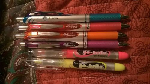 Set of 4 Multi-colored Gel Pens and 2 highlighters