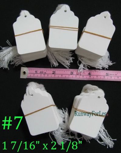 Tags #7 500 pcs Scallop White Price Merchandise Tags Pre-Strung 1 7/16 x 2 1/8&#034;