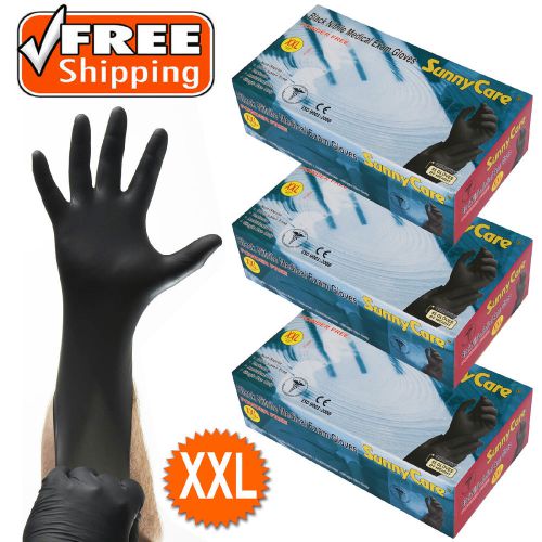 300pcs 5mil black nitrile exam gloves powder-free (latex vinyl free) size: xxl for sale