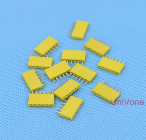 .100&#034; pin header female 1x6pin pcb receptacle yellow x25pcs for sale
