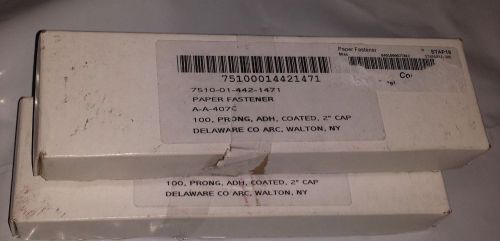 Lot of 2 Paper fastener A-A-407c adhesive coated 2&#034; Cap