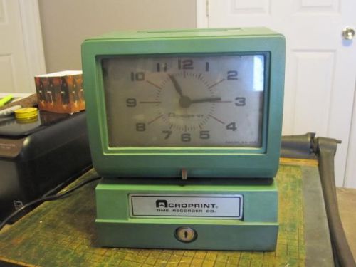 Employee Time Clock - Acroprint Time Recorder Co. 150NR4 - Works but Missing Key