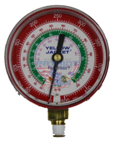 YELLOW JACKET 49001 Red Pressure Manifold Gauge 49001 2 1/2&#034; R12 R502 R22 °F PSI