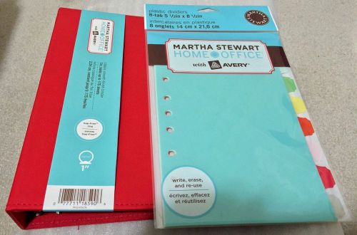 Martha Stewart Avery Classic Red Smooth Finish Binder, 5.5&#034; x 8.5&#034; w/ dividers