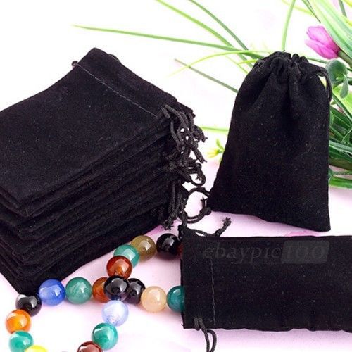25 X Black Velvet Drawstring Jewelry Gift Bags Pouches HOT
