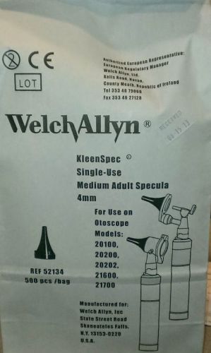 Welch Allyn 52134 Kleenspec Disposable Otoscope Specula 521 Series 4.0mm Bag 500