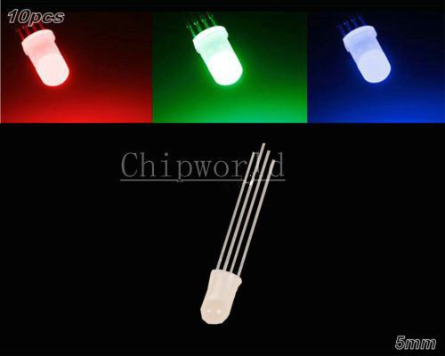 10PCS 5mm 4 pin 4pin RGB Diffused Common cathode LED Red Green Blue