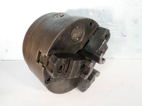 Cushman 6&#034; 3 jaw reversible chuck w/mounting plate &amp; key    loc: e 3 for sale