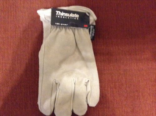 Leather Insulated Work Gloves 100 Gram 3M Thinsulate Size LG, Lt. Beige