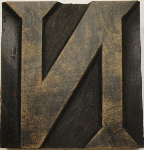 Letterpress wood 2 5/8&#034; letter &#039;n&#039; block **stunning hand carved typeface** for sale