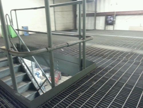 Steel Mezzanine 27&#039; X 21&#039; Platform with Stairs Free Standing 27x21 Wildeck