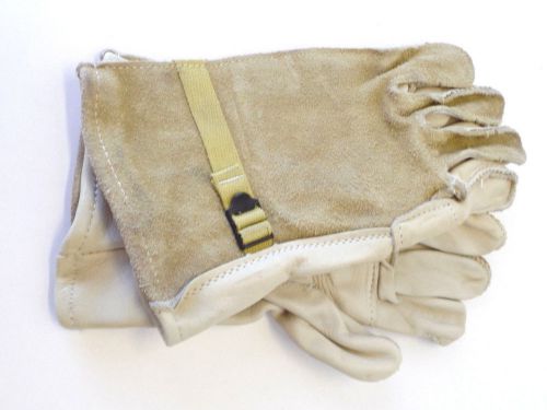 1 PAIR US MILITARY HEAVY DUTY CATTLEHIDE LEATHER GLOVES Large Size 4