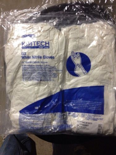5 bags total 500  gloves kimtech pure brand g3 white nitrile gloves 12&#034; for sale