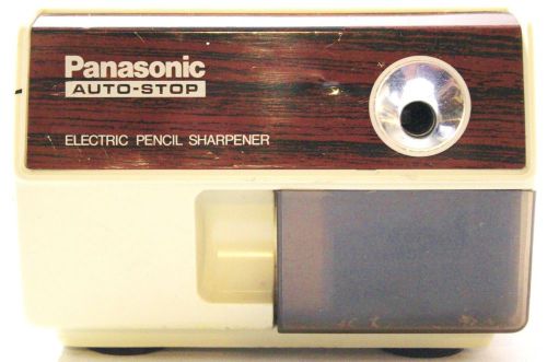 Vintage Panasonic Electric Pencil Sharpener Auto Stop KP-110 Faux Wood Grain
