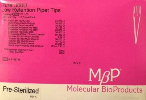 Molecular BioProducts 3771-05, Pipet Tips, Pure 300U, Low Retention, Case of 960