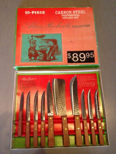 Vintage 10-piece carbon steel chef knives cutlery set knife by alan roberts for sale