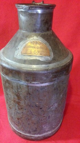 RARE  H.P. Hood &amp; Sons Metal Milk or Cream Soldered Seam Can With Copper Label