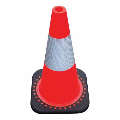 28&#034; Traffic PVC Cones 8/Pkg, Wide Body, Black Base with One Reflective Collar