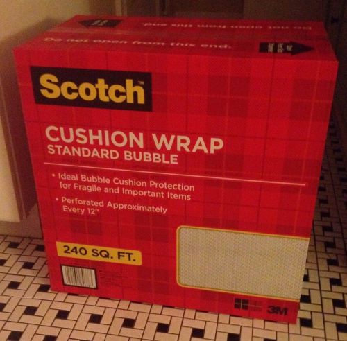 New 3m scotch 3/16 cushion bubble wrap 240 sq ft roll perforated w/dispenser box for sale
