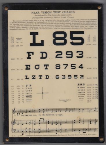 ANTIQUE DR EYE CHART 1935 WOOD THICK LAMINATED EXCELLENT COND VERY RARE 2 SIDED