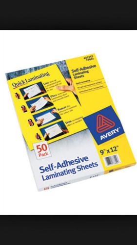 Avery Self-adhesive Laminating Sheets 50 Pack 9x12 Brand New