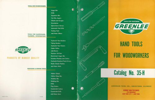Wooodworkers 1955 Hand Tools Catalog Chisels Augers Greenlee Tool Co Rockford IL