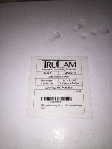 TruLam LP05LTR Letter Size 5 Mil 9&#034; X 11.5&#034; 100 Laminating Pouches Sleeves