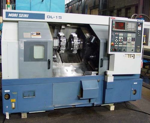 Mori seiki dl15y cnc lathe live tools 2 turret c axis spdl chiller lns barfeed for sale