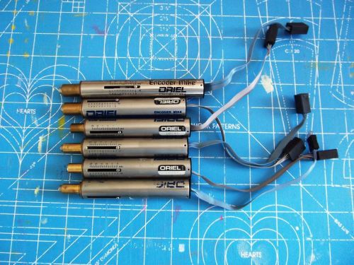 Lot of 6 Oriel Encoder Mikes all with 1 inch travel, plus 5 extension cables