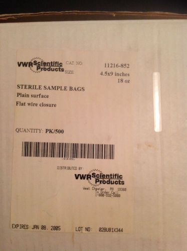 VWR Scientific Sample Bags - 18 oz, 4.5x9&#034; - Expired