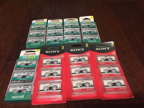 24 Maxell MC60  Sony MC 60 Microcassette Tapes  Sealed - Total 24 Tapes