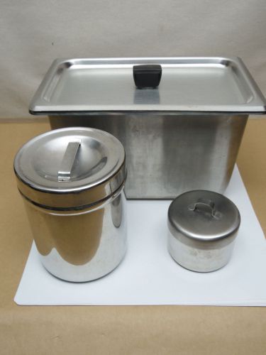 3 STAINLESS STEEL DENTAL STORAGE BINS FOR DENTISTS, CRAFTERS, ARTISTS