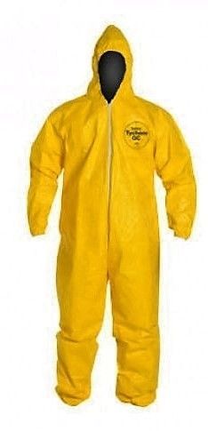 DUPONT Tychem Tyvek QC Yellow Coverall Chemical Hazmat Suit QC 2XL