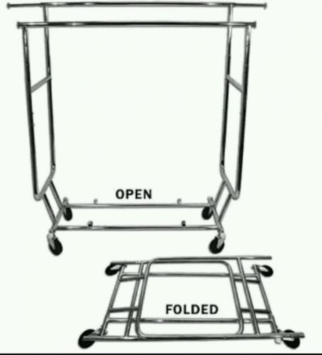 Clothing Rack Rolling Double Rail Bar Retail Clothes Salesman Garmet 300 LBS