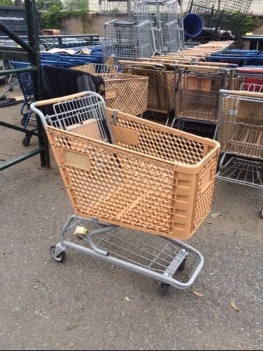 Shopping Carts LOT 8 Tan Plastic Baskets Metal Frame Used Store Fixtures Grocery