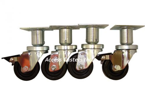5vphvhset 6&#034; pitco b3901501 adjustable caster set of 4, polyolefin wheels for sale