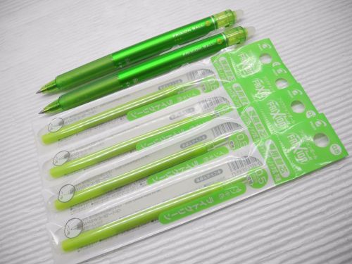 (2 PEN+4 REFILLS) PILOT Erasable FriXion 0.5mm roller ball pen Lime Green