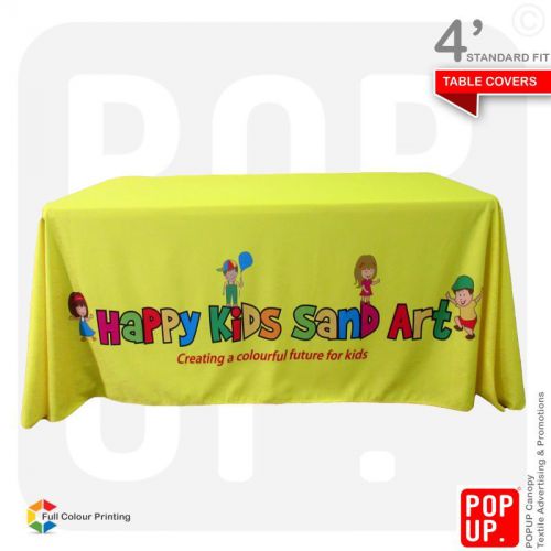 4ft Table Cover Custom Printed, Standard Fit, 4 Sided, Fast Delivery