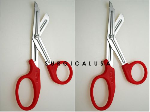 2 Universal Scissors 7.25&#034; Red Color Handle NEW SurgicalUSA Instruments