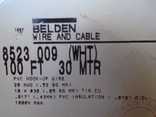 Belden PVC Hook-Up Wire White 8523 009 100 Feet 20 AWG Stranded Tinned New