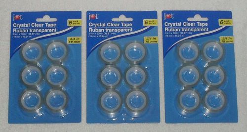 Crystal Clear Shipping Tape Rolls (3 Packs of 6 Count) 18 Total Rolls