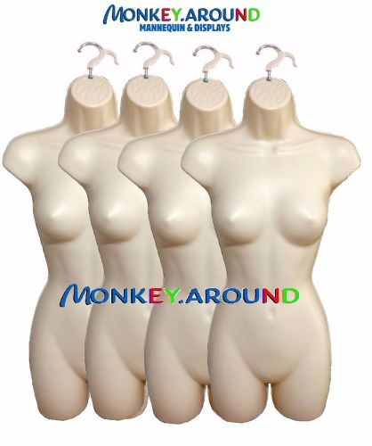 LOT 4 Mannequin,Flesh Female Dress Torso Body Molded Form+4 Hook-Display Fixture