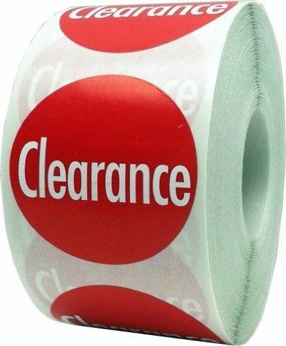 Instocklabels.com red clearance labels - retail stickers for store clearance for sale