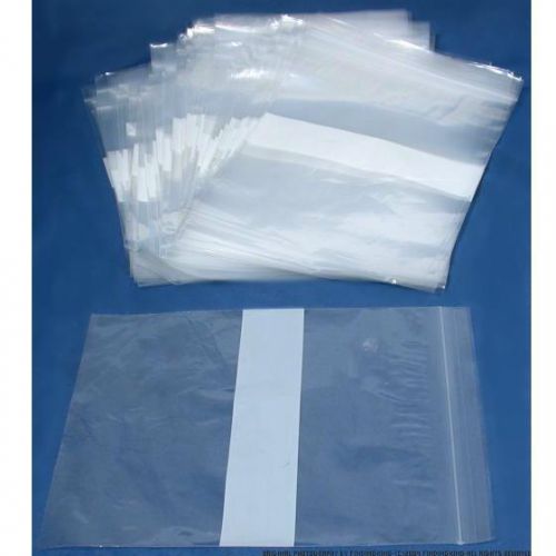 100 White Block Resealable Plastic Bags 8&#034; x 10&#034;