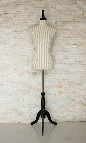 Female Dress Form Mannequin W/ Black Wooden Tripod Base Size 6-8 Medium 34&#034; 26&#034;